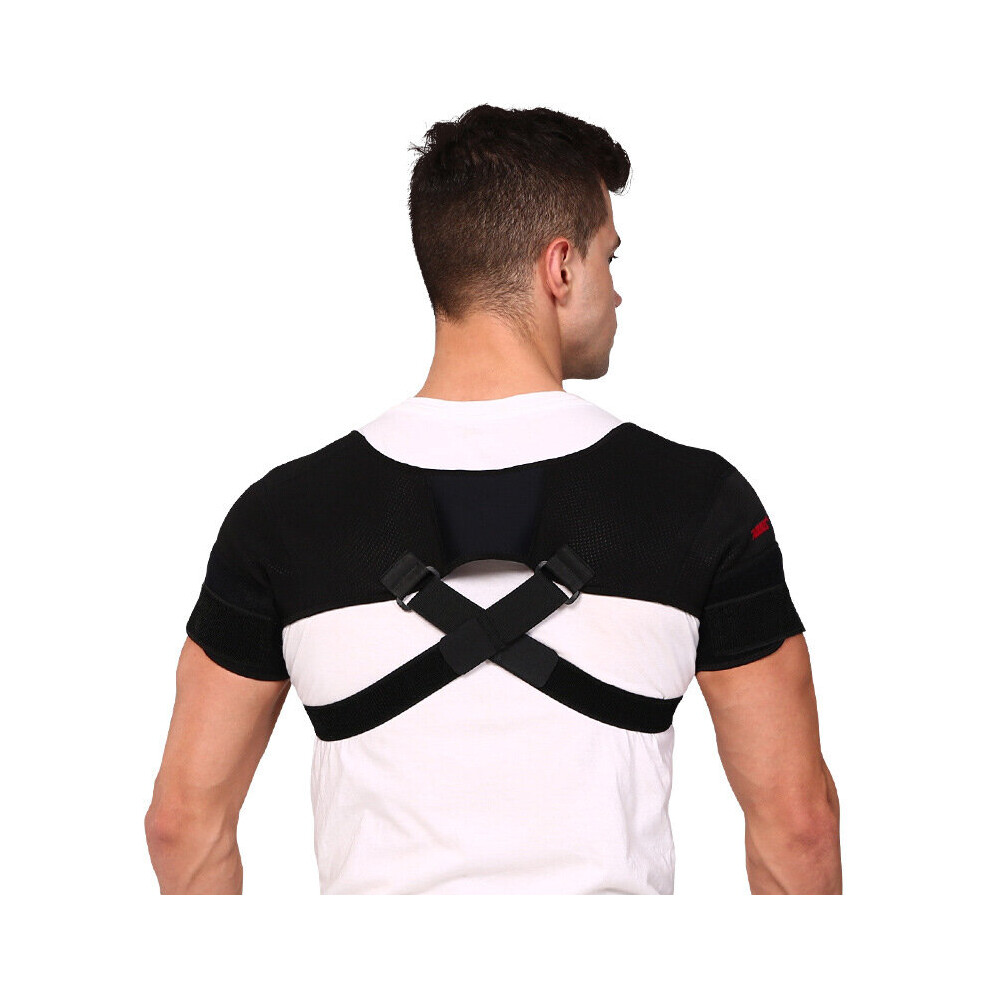 Wejoy Sport Shoulder Support Bandage Adjustable Double Shoulder Brace Pressure Pad Breathable Basketballl Tennis Shoulder Protector