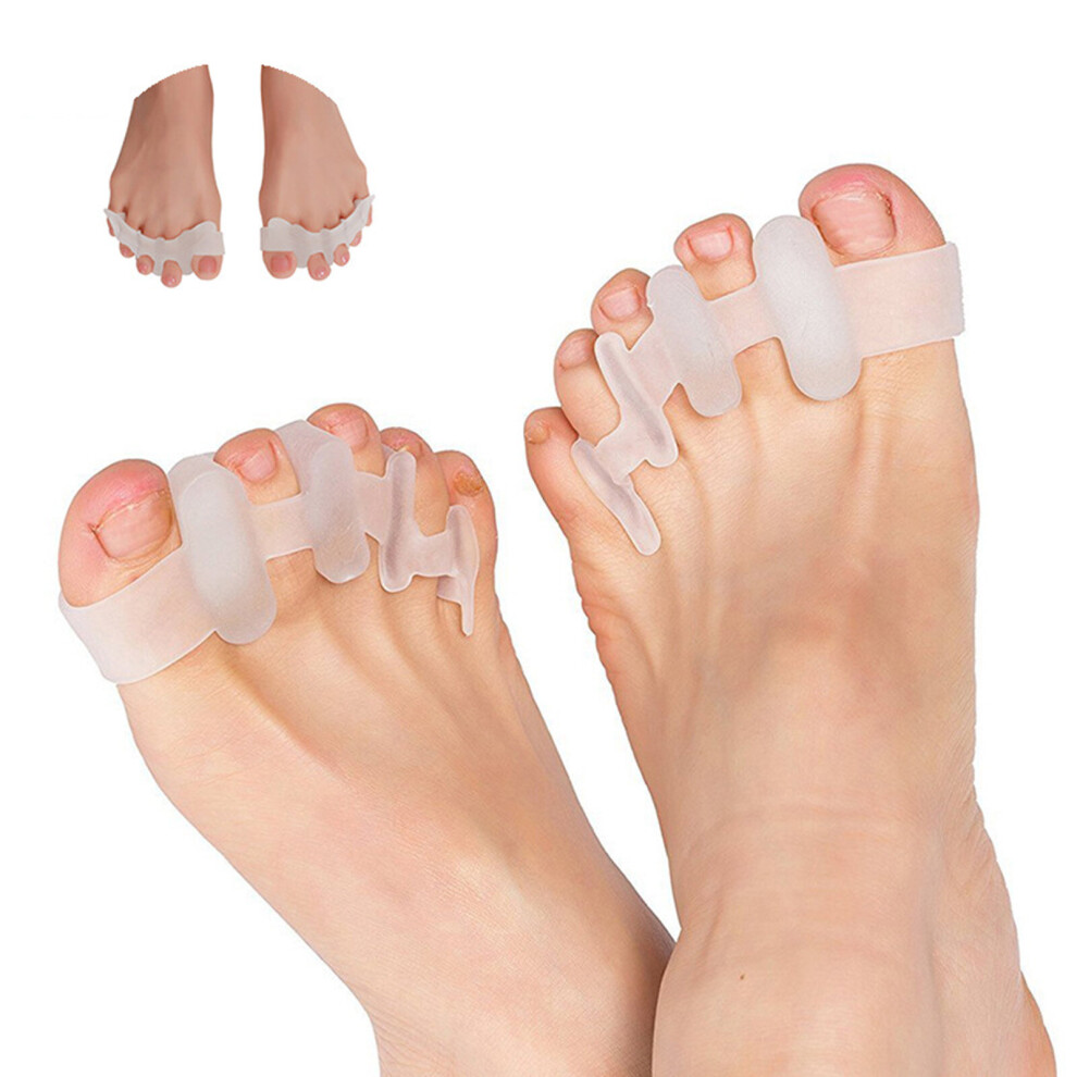 Wejoy 1 Pair Silicone Toe Separators Straightener Bunion Corrector Hammer Toe Spacers For Foot Fitness Toes Separator Tool Foot Care