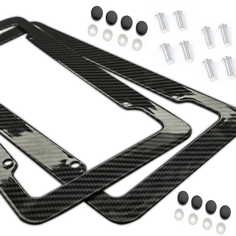 Universal 2Pcs License Plate Frame Carbon Fiber Plastic License Plate Frame Bracket With Standard Screw Kits 5063131440935