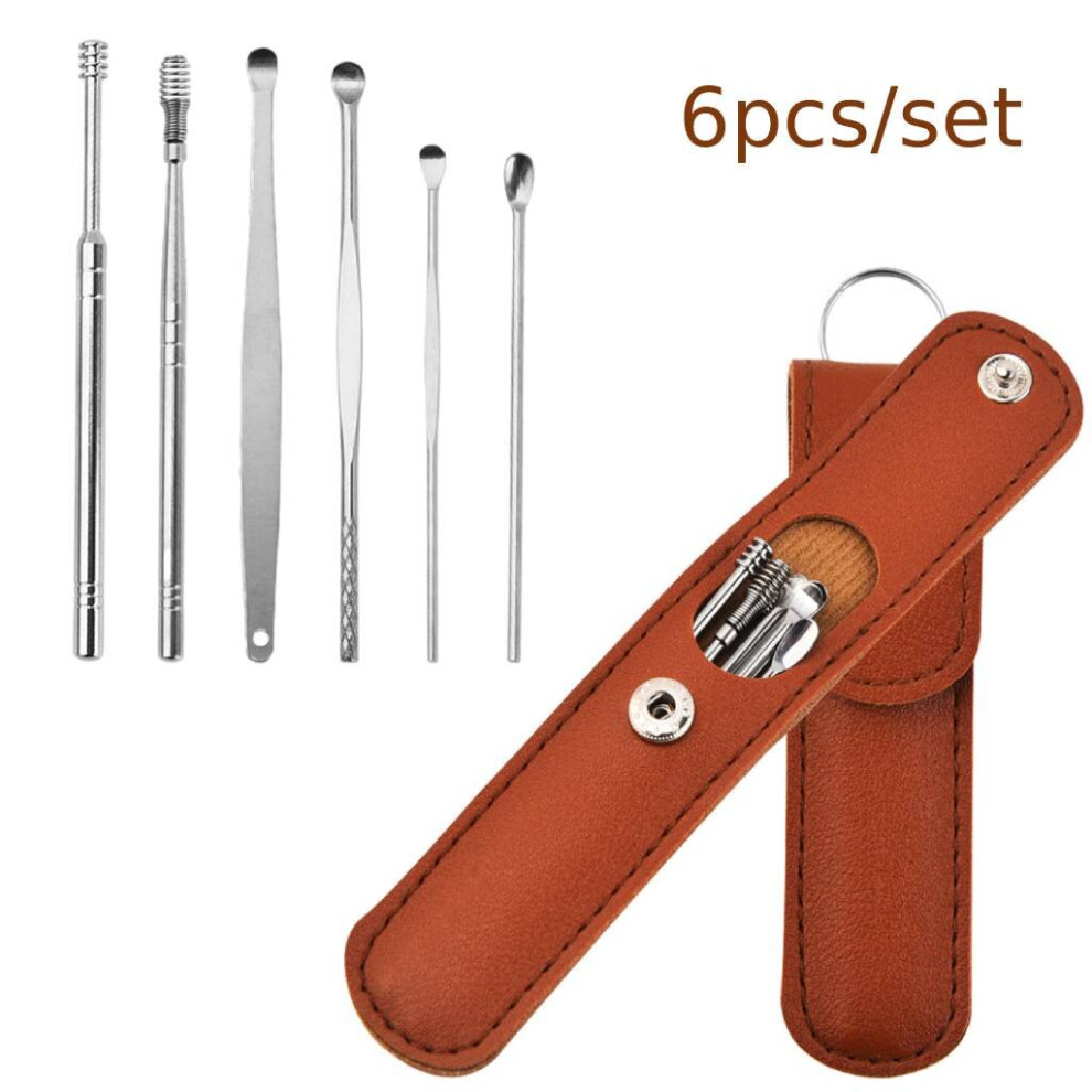 Wejoy 6Pcs/Set Ear Cleaner Ear Wax Removal Tool Earpick Sticks Ear Cleanser Spoon Earwax Remover Curette Ear Cleaning Kit Health Care