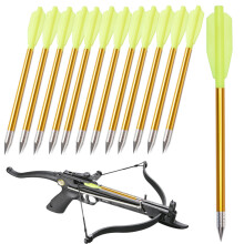 12Pcs 6.3Inch Golden Aluminum Crossbow Bolts Arrow For 50-80LBS Pistol Crossbow