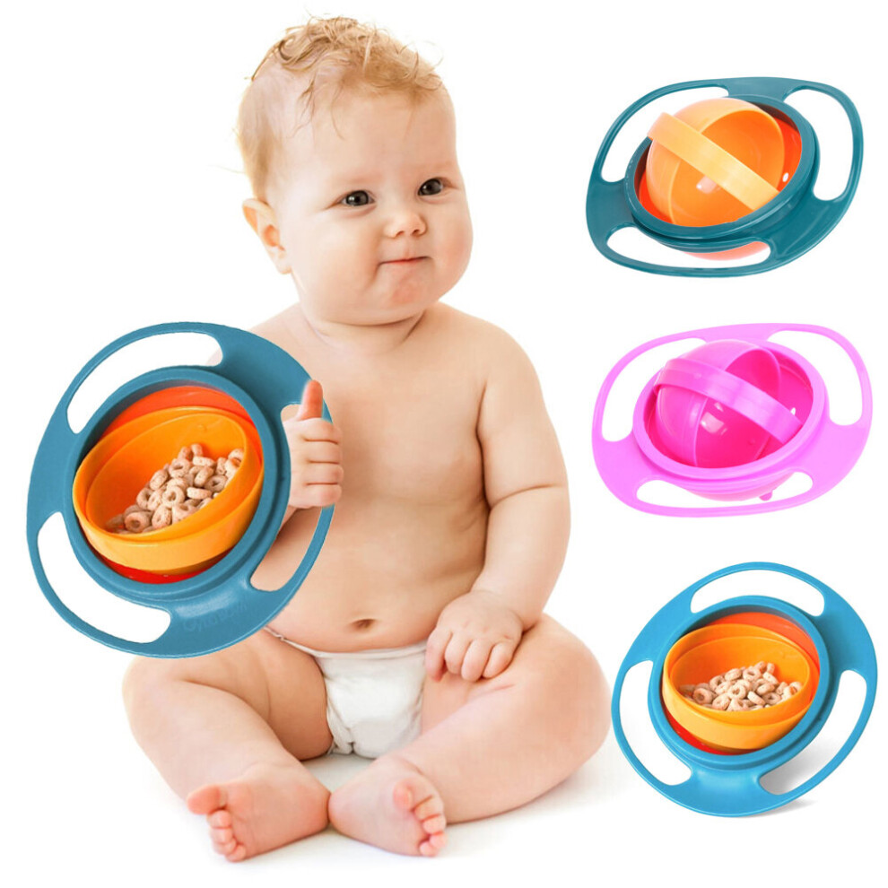 360 Degrees Rotate Baby Bowl Universal Gyro Bowl Practical Design Children Balance Gyro Umbrella Bowl Spill-Proof Bowl Tablewar Wejoy