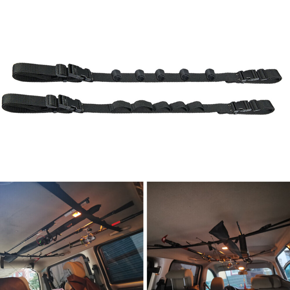 2 Pcs Car Mounted Storage Rack Fishing Rod Gear Holder Vehicle Fishing Rod Rack Holder Strap Storage Car Rest Belt Carrier 5063131433333