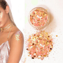 New Hybrid Sequins Glitter Round Colorful Glitter Pots Nail Face body Shadow Glitter Beauty Makeup Shinning Glitter Powder