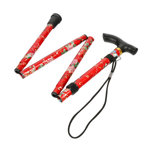 Folding Walking Cane Easy Adjustable Height Folding Extendable Walking Stick Lightweight Flexible Durable Walking Aid Mobility 1