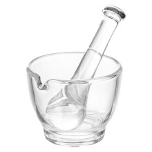 2pcs/Set Clear Glass Mortar With Pestle Medicine Grinder Garlic Pounder Medicine Pounding Masher Spice Herbs Grinding Bowl