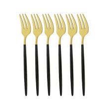 6pcs Tea Fork Set stainless steel Small Fruit Fork Set Gold Dessert Fork For Cake Snack Gold Salad Fork dinnerware set