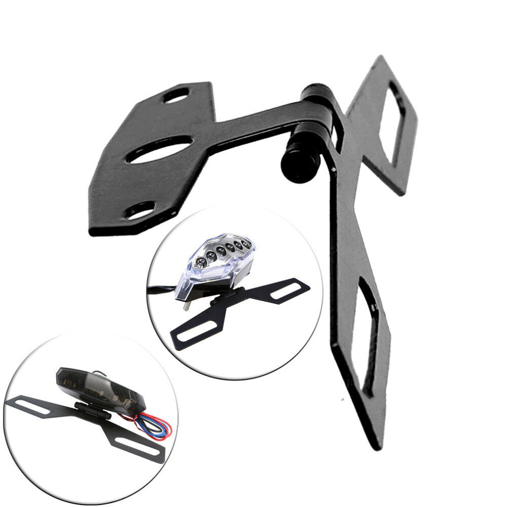 Motorcycle License Plate Bracket Tail Fixed Folding Number Plate Frame Holder Mount Universal Motorbike Parts Light 5063131441123