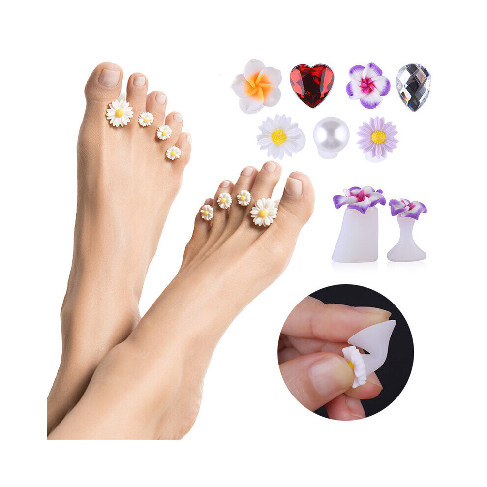 Wejoy 8Pcs/Lot Soft Silicone Toe Separator Foot Finger Divider Form Manicure Pedicure Care Nail Art Tool Flower Holder Accessory