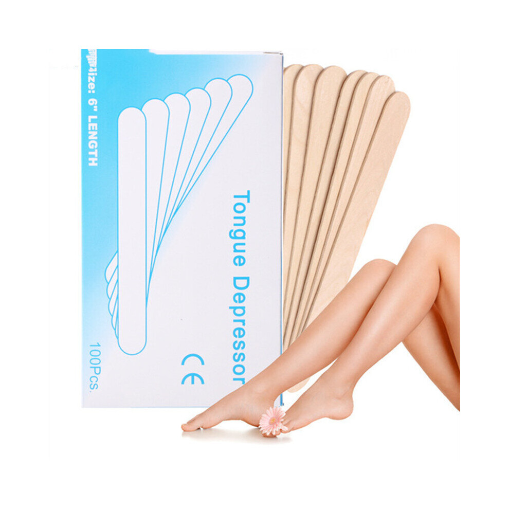 Wejoy Cream 50Pcs Wooden Body Hair Removal Sticks Wax Waxing Disposable Hair Removal Beauty Toiletry Kit Wood Tongue Depressor Spatula