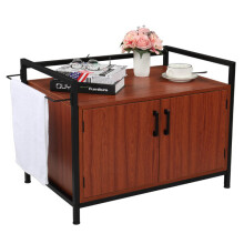 Cat Litter Box Enclosure Multi-functional Two Doors  Side Table Furniture Privacy Cat Hidden Washroom Cat Home Indoor