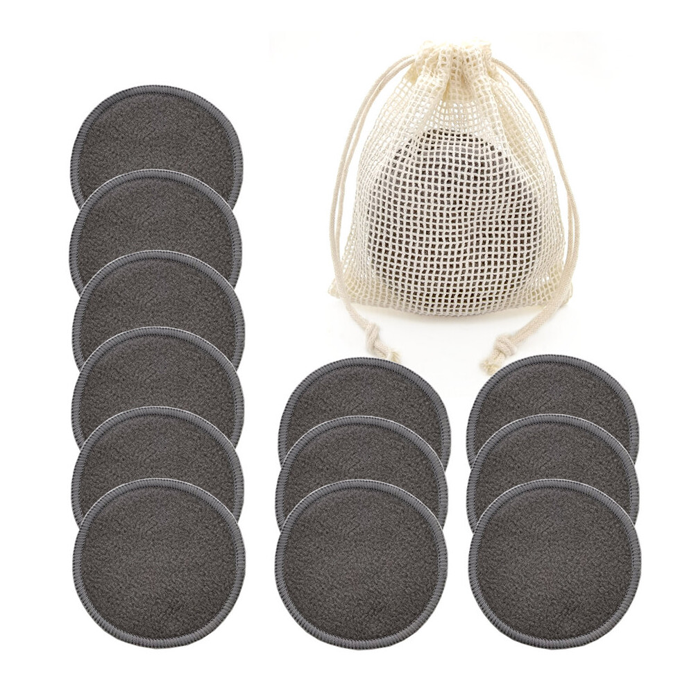 Wejoy Pink/Grey/Beige Reusable Bamboo Makeup Remover Pads 12Pcs/Bag Washable Rounds Cleansing Facial Cotton Make Up Removal Pads Tool