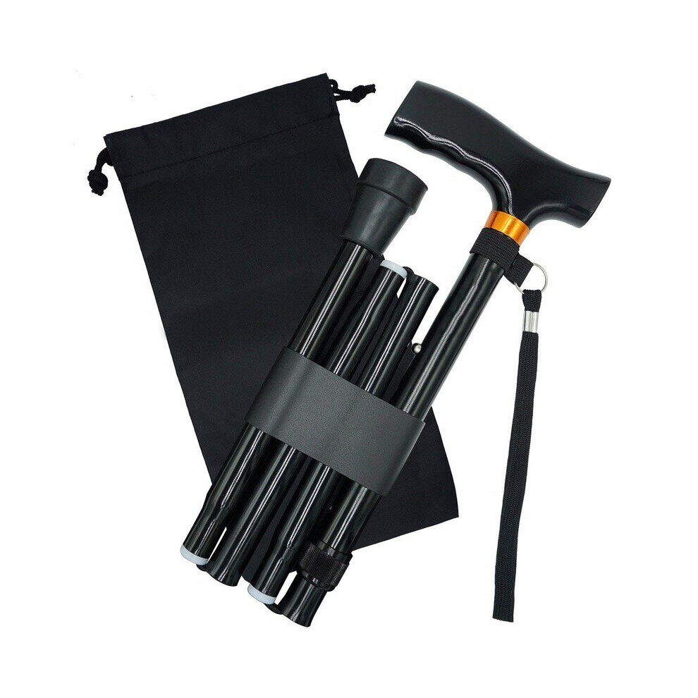 Wejoy Black Walking Sticks Telescopic Baton Folding Walking Cane Aluminum Alloy Crutches Trekking Cane Hiking Trekking Poles North Pole