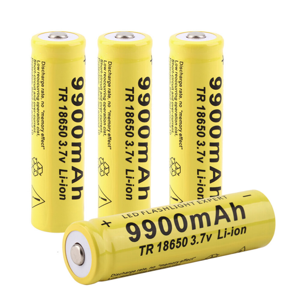 4Pcs 3.7V 18650 9900Mah Li-Ion Rechargeable Battery For Led Flashlight Torch 5063131635553