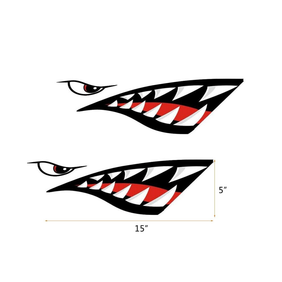Motorcycle Rowing Boat Kayak Canoe Dinghy Boat Shark Sticker 2Pcs Waterproof Sticker Shark Teeth Mouth Vinyl Decal Stickers Car 5063131418231