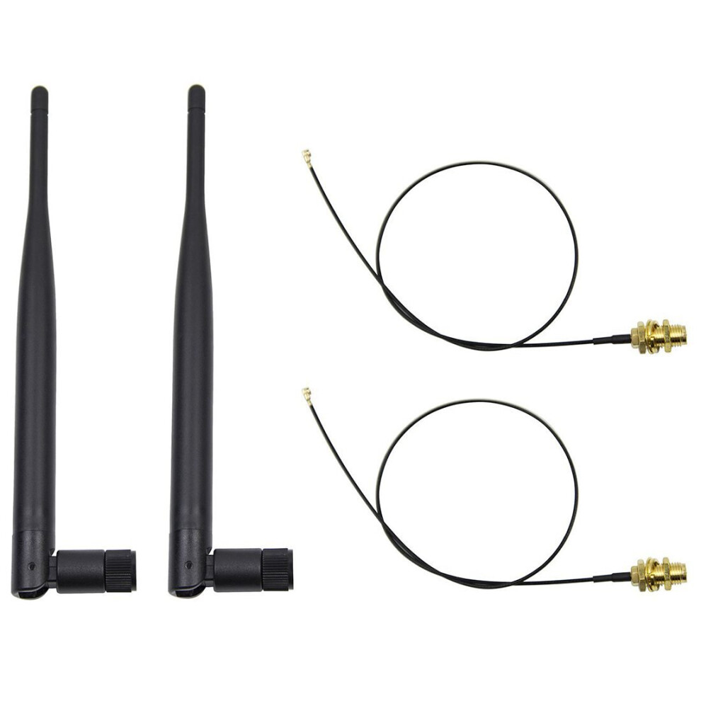 2 X 6Dbi 2.4Ghz 5Ghz Dual Band Wifi Rp-Sma Antenna + 2 X 35Cm U.fl / Ipex Cable 5063131578348