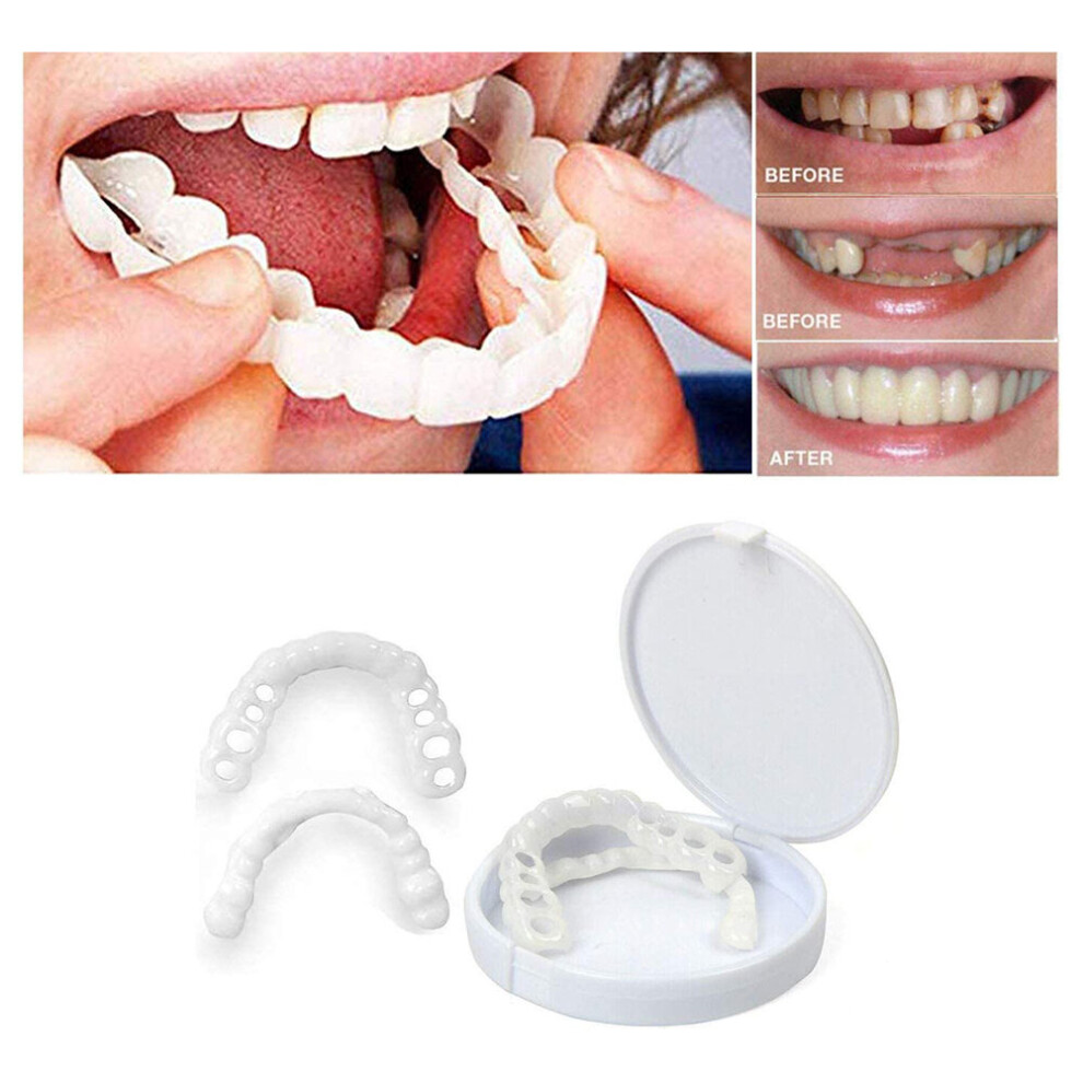 Wejoy Teeth Veneers Whitening Dentures Imitation Braces Temporary False Teeth Cover Perfect Smile Comfortable Fit Denture Veneers Kit