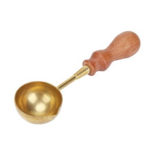 Retro Brass Fire Wax Seal Stamp Vintage Copper Wood Handle Sealing Wax Spoon Tool Stove Pot for Wax Seal Stamp Candle
