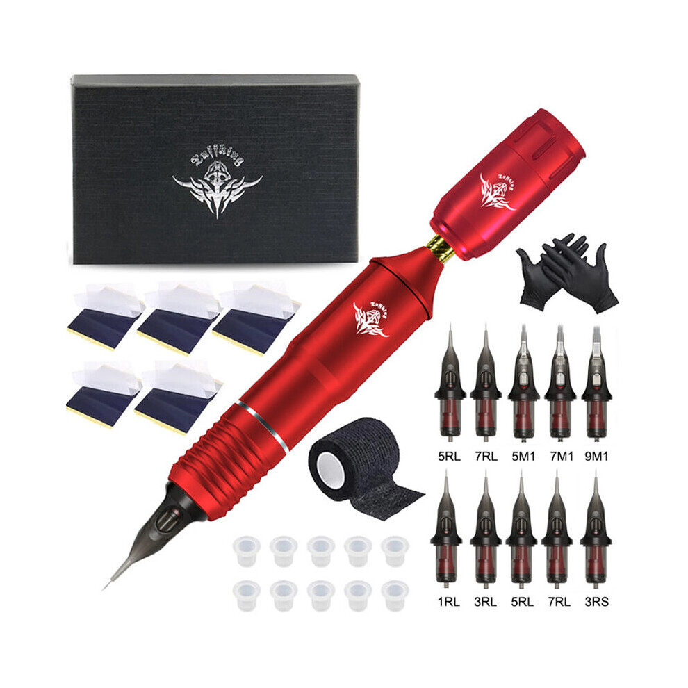Wejoy Grain Wireless Tattoo Machine Set Professional Wireless Tattoo Machine Kit Rotary Pen With Cartridge Needles Permanent Makeup Supplies
