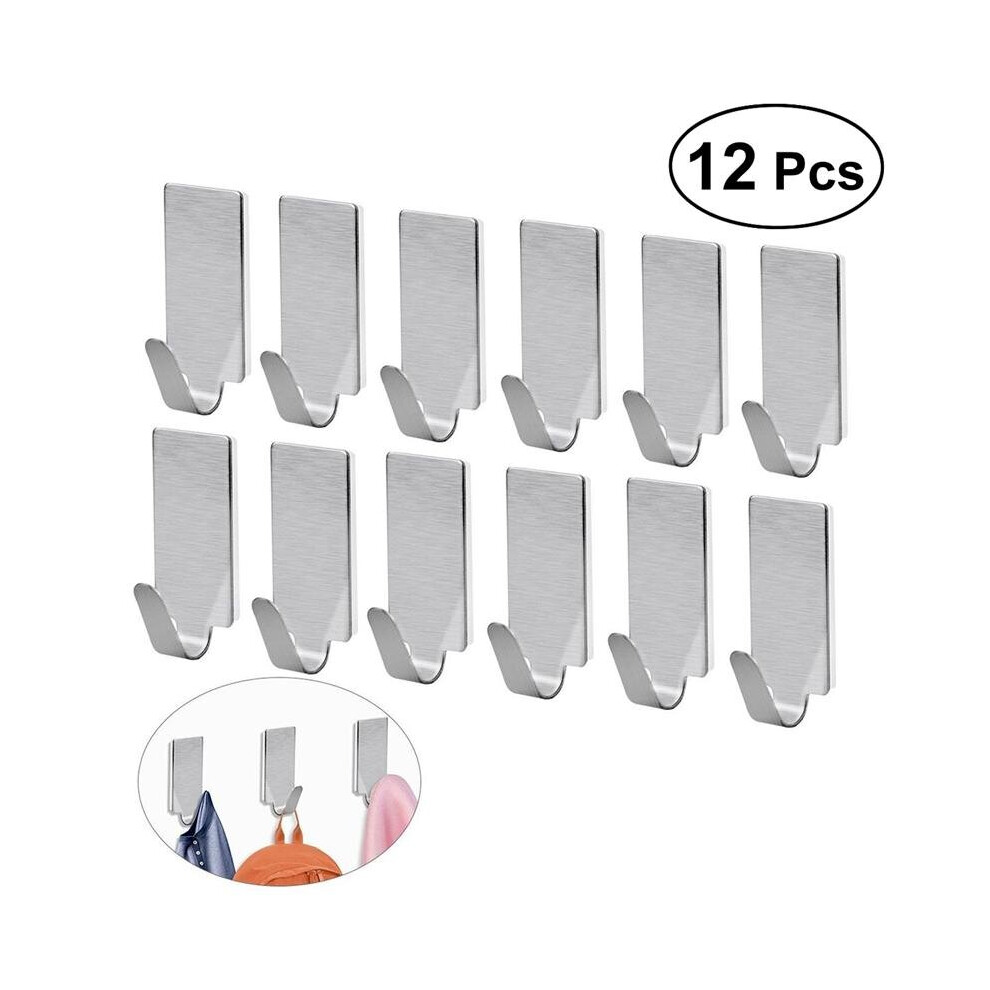 12/6Pcs Adhesive Stainless Steel Towel Hooks Towel Racks Wall Hooks For Kitchen Bathroom Self-Adhesive Stainless Steel Hook 5063131348767
