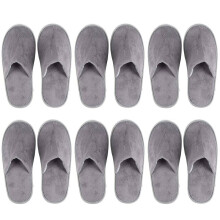 6-Pairs Disposable Slippers, Great for Hotel, Spa, Nail Salon Use-Non-Slip-Grey-Fits Up to US Men's Size 11 and US Women's Size