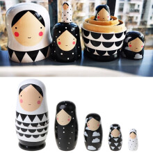 5pcs Set Russian Nesting Dolls Wooden Matryoshka Doll Handmade Painted M89C