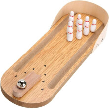 Mini Bowling Game Set Wooden Board Tiny Bowling Office Desk Stress Relief Gadgets Small Finger Toys for Men Adults Kids