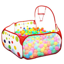 Kids Play Tent Ball Pit Pool With Basketball Hoop Red Zippered Zippered Storage Bag For Toddlers Baby Pets Playpen Toy Tents