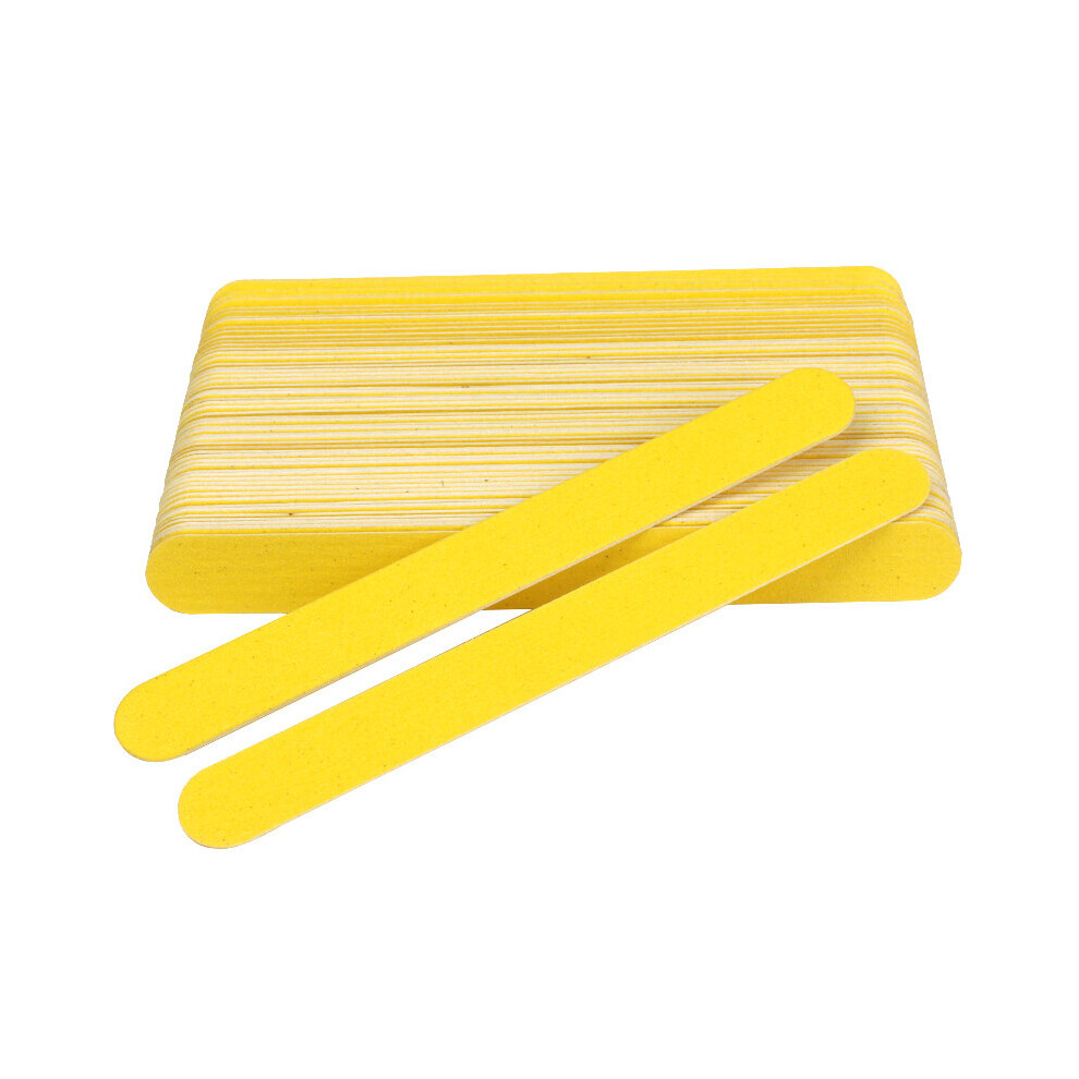 Wejoy Yellow 200Pcs Wooden Nail File Buffer 180/240 Strong Sandpaper Sanding Buffing Thick Stick Emery Board Nagelvijl Limas Polisher