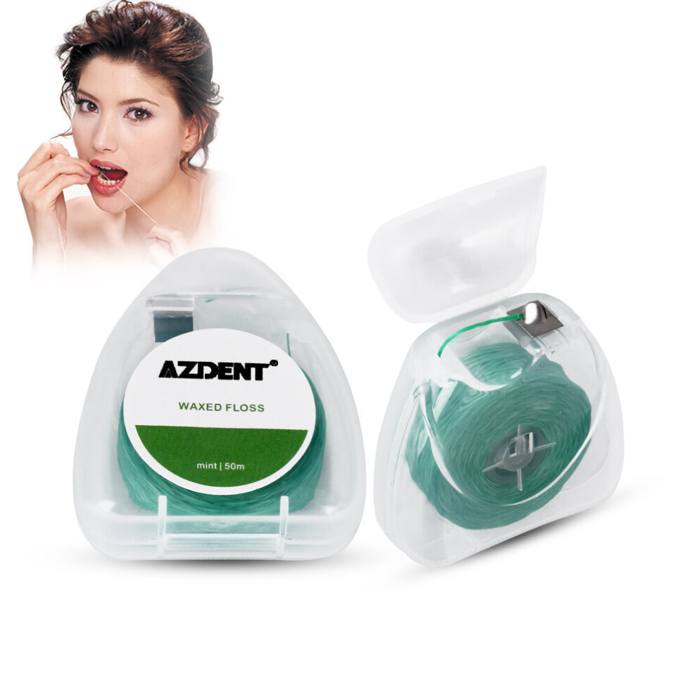 Wejoy Azdent 50M/ Spool Mint Flavor Waxed Dental Flosser Built-In Spool Wire Toothpick Dental Floss Replacement Core Interdental Brush