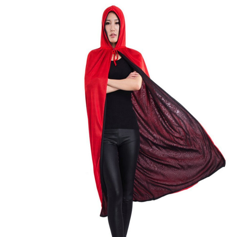 Wejoy Halloween Masquerade Party Double-Sides Death Cosplay Vampire Witch Cloak Red/Black