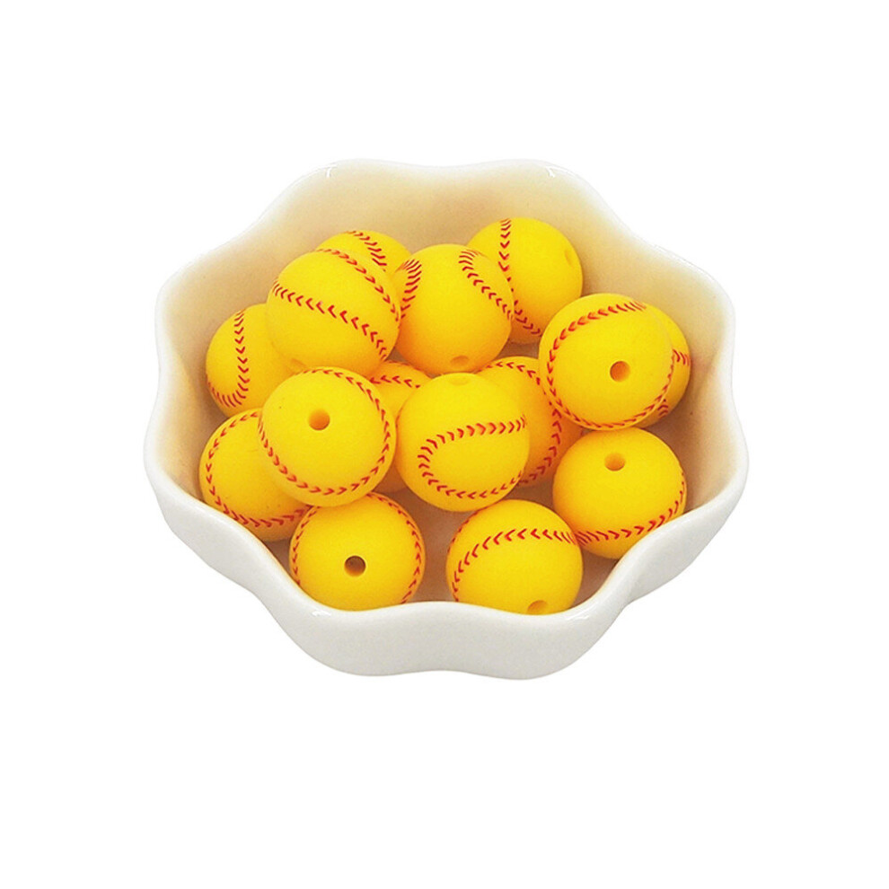 Wejoy Chenkai 10Pcs 15Mm Silicone Baseball Beads Cute Beads Bpa Free Teething Infant Chewable Dummy Necklace Pacifier Toy Accessories