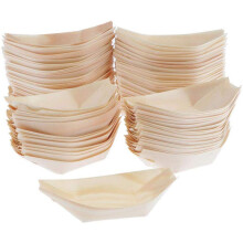 Promotion - Party Wedding Supplies, 170mm Disposable Sushi/Salad/Dessert Bowl Natural Pine Wood Serving Boat, 50/Pack