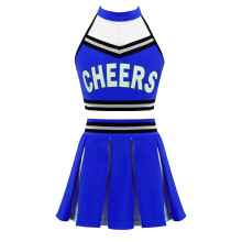 Cheer Leader Costume Kids Girls Cheerleading Uniform Sleeveless Backless Crop Top with Mini Skirt Stage Performance Costume