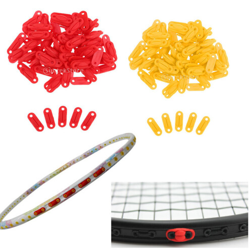 Pack of 100pcs Badminton Racket Racquet Grommets Eyelets String Protector Yellow Red 2