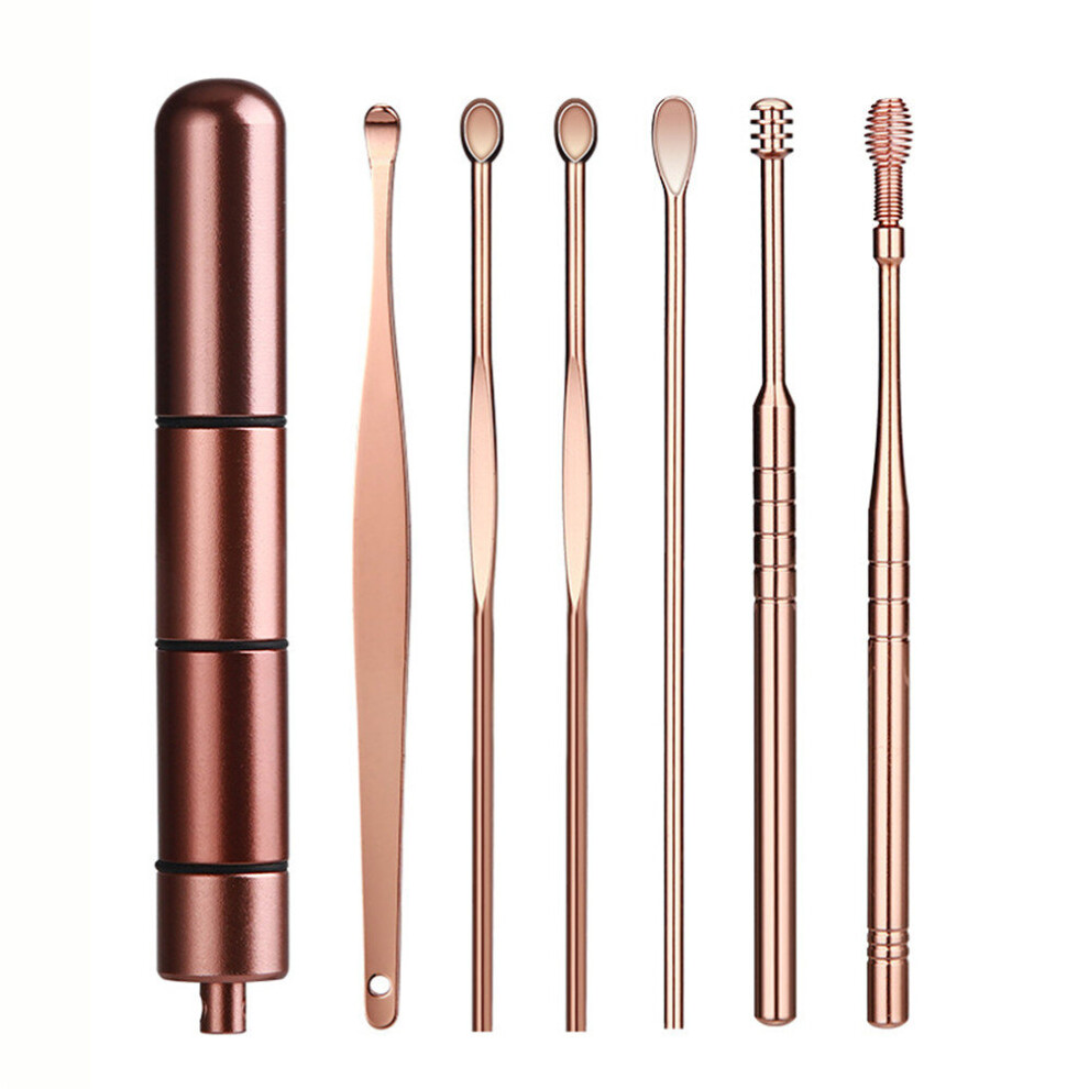 Wejoy 6 Pcs/Set Stainless Steel Spiral Earpick Wax Remover Curette Ear Pick Cleaner Ear Spoon Care Ear Cleaning Tools Ear Wax Pickers