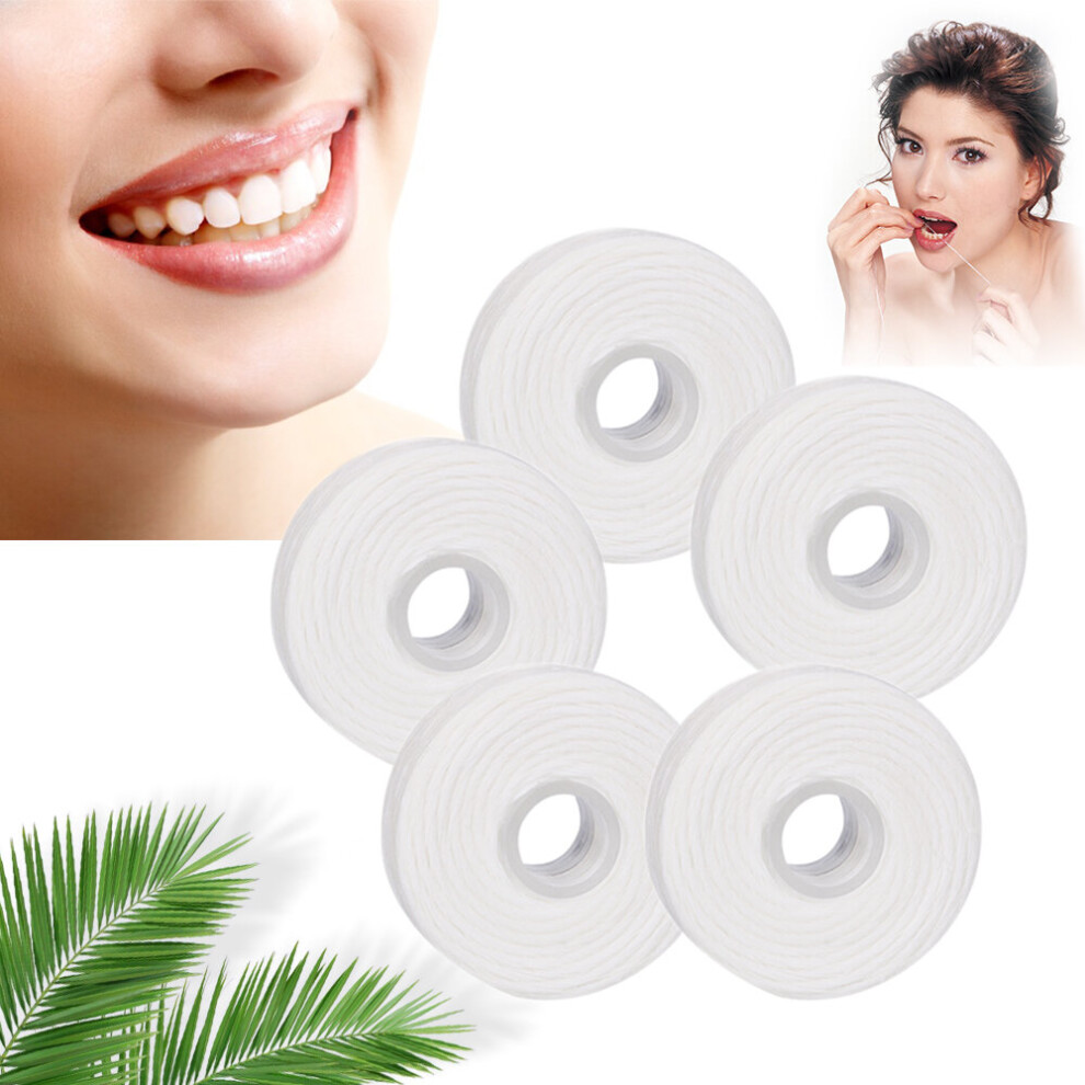 Wejoy 5 Rolls 50M Dental Flosser Oral Hygiene Teeth Cleaning Dental Floss Spool Wax Mint Toothpick Flosser Teeth Flosser Dental Care