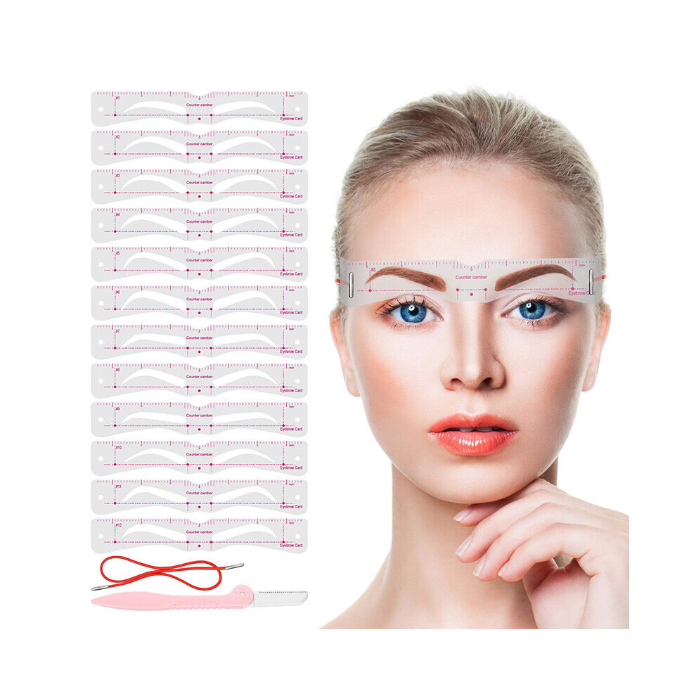 Wejoy 12Styles/Set Eyebrow Stencil Set Reusable Diy Eye Brow Drawing Guide Styling Shaping Grooming Template Card Easy Makeup