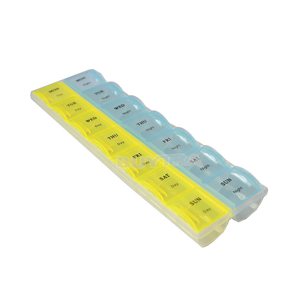Wejoy Multicolor Container 7 Day Style Pill Medicine Kit Tablet Pillbox Dispenser Organizer Case With 14 Compartments Pill Box