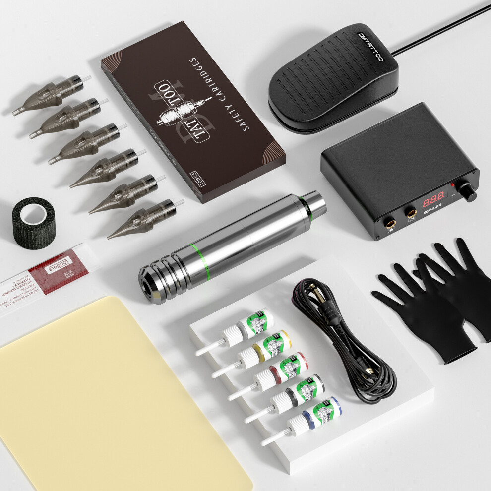 Wejoy Square Tattoo Power Professional Tattoo Machine Kit Rotary Pen Permanent Makeup Cartridges Needles For Tattoo Beginners Artist