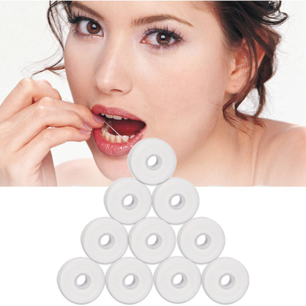 Wejoy 10 Rolls 50M Dental Flosser Oral Hygiene Teeth Cleaning Wax Mint Flavored Dental Floss Spool Toothpick Teeth Flosser Tooth Clean