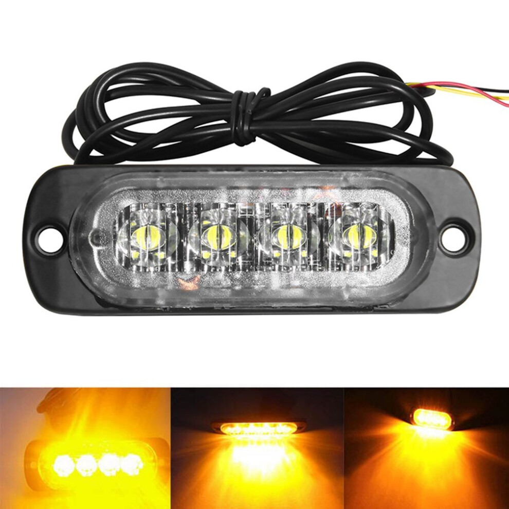 4 Led 12-24V Car Vehicle Truck Strobe Flash Side Warning Caution Lamp Light 5063131601404