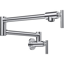 (Chrome) Pot Filler Faucet, Solid Brass Kitchen Faucet Wall Faucet Folding Faucet, with Stretchable Double Joint Swing Arm Kitchen Faucet