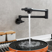 (Oil Rubbed Bronze) Pot Filler Faucet, Solid Brass Kitchen Faucet Wall Faucet Folding Faucet, with Stretchable Double Joint Swing Arm Kitchen Faucet