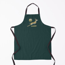 SA Rugby Vintage Springbok Logo Grill Apron - 21x29, Water-Resistant, Adjustable Neck, Polyester Kitchen BBQ Chef Apron