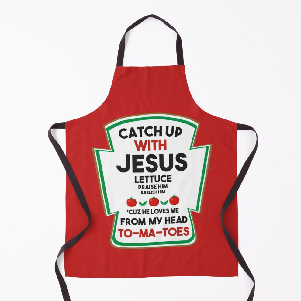 Famgem Catch Up With Jesus ( Religious And Funny T-Shirt 2021 ) Merry Xmas Grill Aprons For Kitchen Bbq Chef