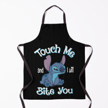 Stitch And LiloStitch Touch Me And I Will Bite You Grill Aprons for Kitchen BBQ Chef