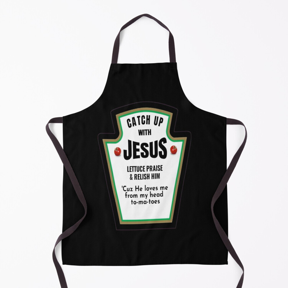 Famgem Catchup With Jesus Funny Christian Gift Grill Aprons For Kitchen Bbq Chef