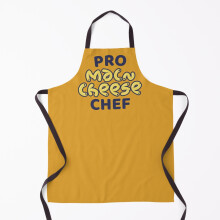 Professional mac and cheese chef yellow and blue lettering art, macaroni and cheese lover gift Grill Aprons for Kitchen BBQ Chef