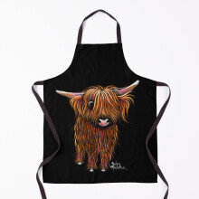 Famgem HiGHLaND Cow Print Scottish Porridge by Shirley MacArthur Grill Apron - Waterproof, 21x29 in, Adjustable Neck, for Kitchen & BBQ Chef